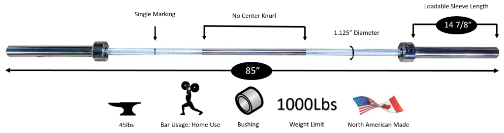 7' Olympic Weight Bar for Olympic Steel Sleeves