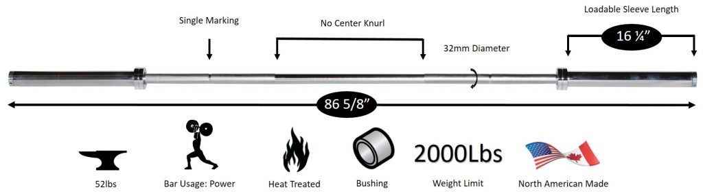 York 7' International Chrome Olympic Bar , 32mm