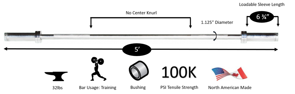 5' Chrome Olympic Weight Bar