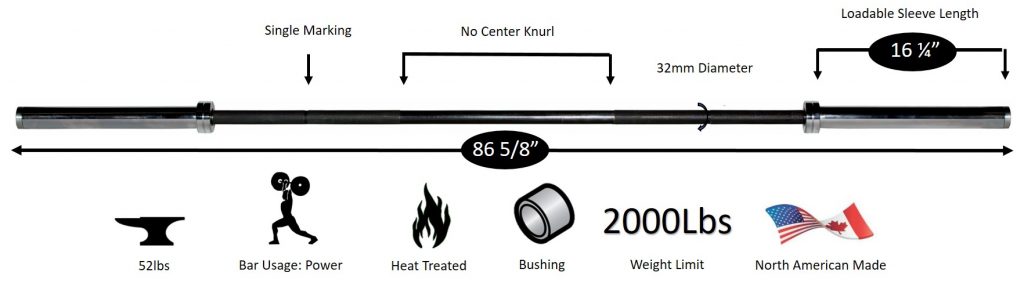 YORK 7' International Black Oxide Weight Bar - 32mm
