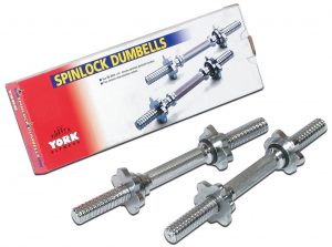 14" Solid Steel Spinlock Dumbbell Handles w/ Collars
