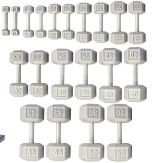 5-50lb Cast Iron Hex Dumbbells