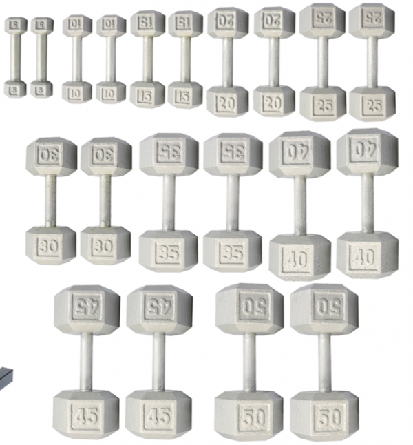 5-50lb Cast Iron Hex Dumbbells