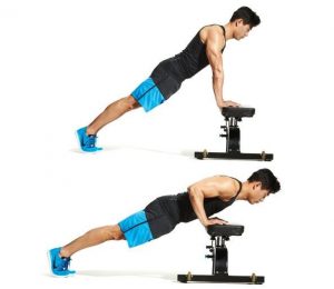 hand elevated push up with bench